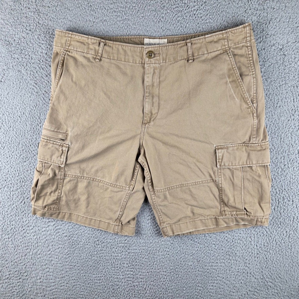 Denim & Supply Ralph Lauren Cargo Shorts Mens 38 Beige Canvas Relaxed Pockets